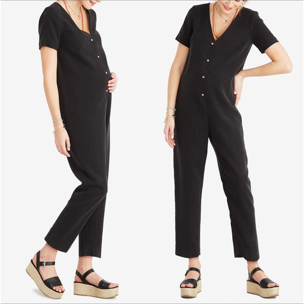 HATCH Collection The Noelle Jumpsuit Black Size 2 Medium Maternity Nursing